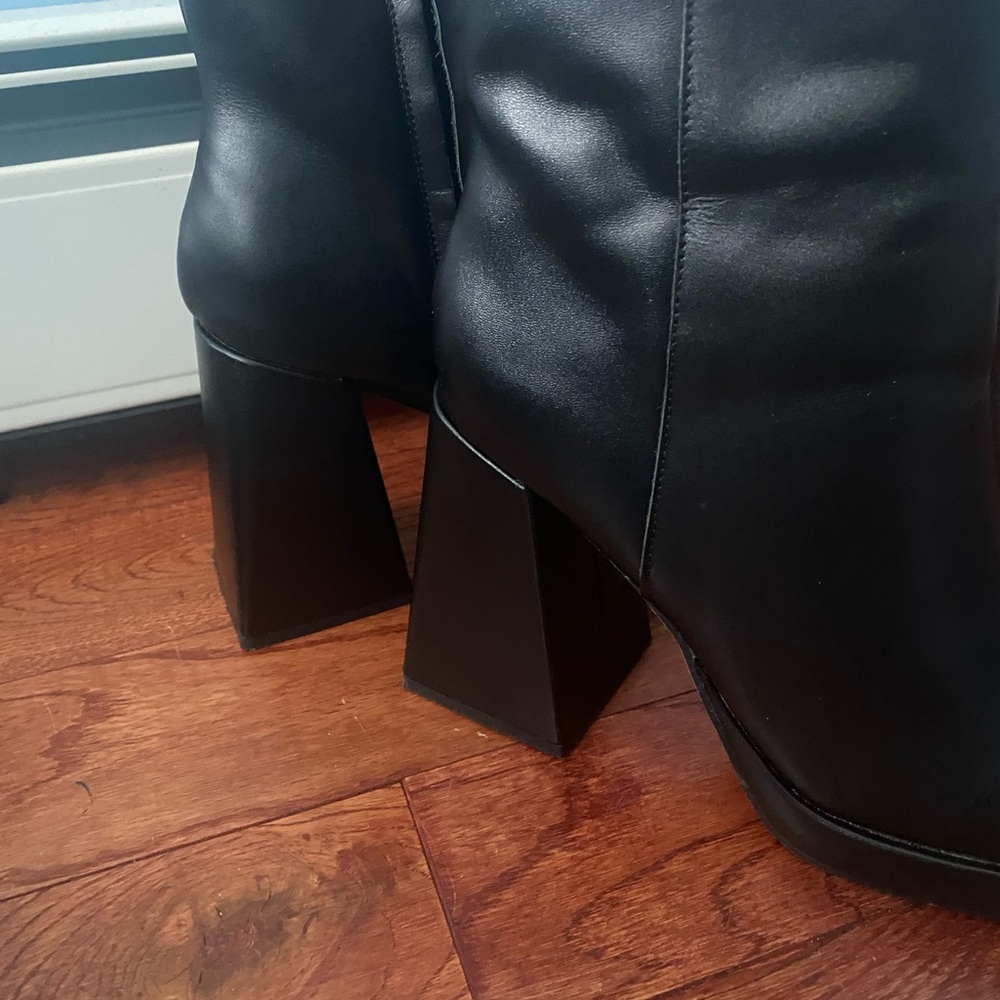 NA-KD leather ankle / calf platform boots with thick block heel - Picture 13 of 15